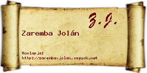 Zaremba Jolán névjegykártya